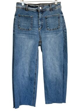 OAT New York High Rise Wide Leg Crop Jeans Utility Patch Pocket Women’s Size 29